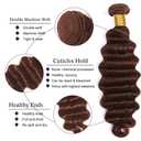 #4 Bundles Chocolate Brown Deep Wave Bundles Human Hair 30 32 34 Inch Pre Plucked Dark Brown Deep Curly Bundle Human Hair Extensions 3 Bundle 150g