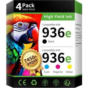 Skydo 936e Ink Cartridges Combo Pack Replacement for HP 936XL Ink Cartridges Work with HP OfficeJet 9122e Pro 9120 9120e 9125 9125e 9128e 9135e 9110b 9120b 9130b 9730e 9730 Printers4-Pack