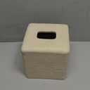 Natural Travertine Textures Tissue Box Cover Square for Home Decor,Resin Heavy Tissue Box Holder for Bathroom Countertop,Tabletop,Bedside Table,Office (Handmade of Resin) (Yellow Stone)