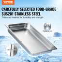 VEVOR 6 Pack Stainless Steel Hotel Pans,2.5-Inch Deep 0.8mm Thick Commercial Food Pans, Anti-Jam Catering Food Storage Metal Pan for Steam Tables, Food Warmer,20.8 x 13 x 2.5inch