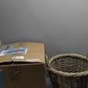 Kouboo Kobo Rattan Round Planter, Gray Decorative Storage Basket, 17"D x 17"W x 16"H