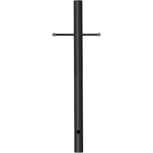 80 in. x 3 in. Black Direct Burial Outdoor Lamp Post - Cast Iron Cross Arm, Weather Resistant for Driveway/Front Yard/Pathways, lamp post 80 in with crossbars