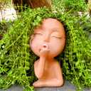 Brown Resin Handcrafted Cute Flower Pot, Suitable for Indoor and Outdoor Use, with Drain Hole and Anti-Friction Pads