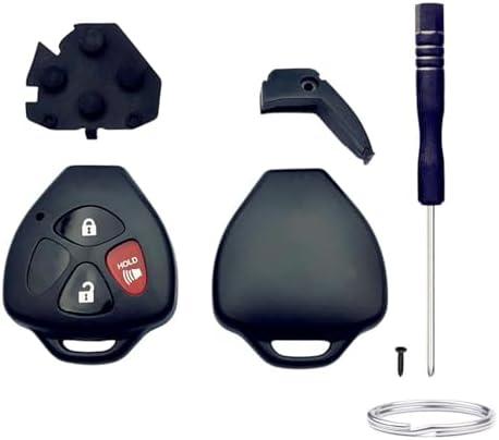Cutting NOT Required Key Fob Shell Replacement for Toyota 4Runner Matrix Rav4 Venza Yaris Scion iQ tC xB xD 3 Button Car Keyless Entry Remote Control Key Fob Case Cover (3 Button 1 Pcs)