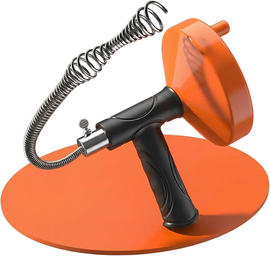 Drain Snake Auger 33 Feet, Plumbing Snake Drain Hair Clog Removal Tool, Sink Unclogger Drain, Heavy Duty Toilet Snake Auger, Cleaner Tool for Bathroom Kitchen Tub Shower Drain Clog Remover with Gloves