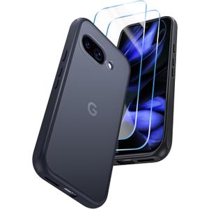 JIC AirGuard Bundle - for Google Pixel 9a - 1x Phone Case - 2X Screen Protectors - [AirCor Technology | Survive 6.5ft Drops] - Black