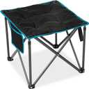 FUNDANGO Folding Camping Stool, 18.1 Inch Oversized Foot Rest 440 Lbs Heavy Duty Portable Padded Stools Seat Anti-Slip Foots & Carry Strap for Fishing Outdoor Lawn Travel (Black)