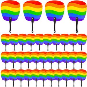 36 Pcs Rainbow Folding Fans,Hand Held Fans,Pride Month Fans LGBT Plastic Fans,Rainbow Handle Fans for Women Men Rainbow Party Decoration
