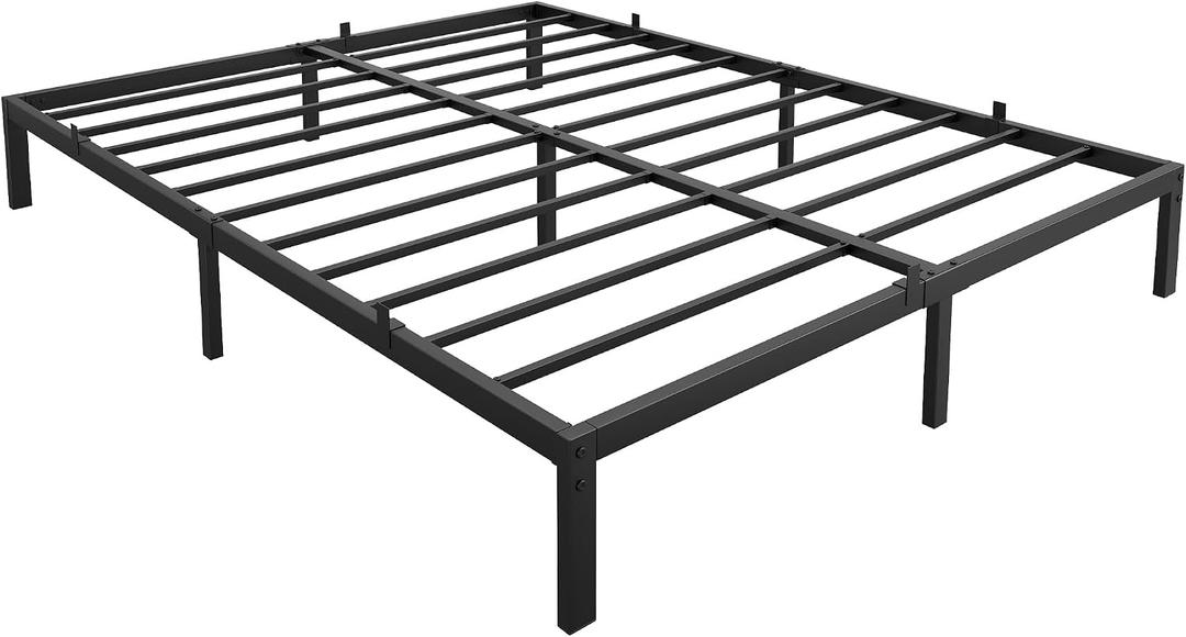 Queen Bed Frame - 10 Inch Heavy Duty Metal Platform - Under Bed Storage - Noise-Free Steel Slat Mattress Foundation - Easy Assembly - No Box Vernal Needed - Low Profile - Black - 10 INCH QUEEN