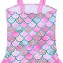 Vieille Toddler Girls Swimsuits Ruffle Bathing Suits One Piece Swimwear 2-6T (L)