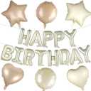 Happy Birthday Balloons Banner with Heart, Star and Round Balloons, 16 Inch Foil Letter Balloon, Happy Birthday Backdrop for Men Women Birth day Party Decoration Supplies
