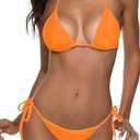 Mizaful Women's 2 Piece Swimsuit Halter String Bikini Adjustable Bathing Suit M