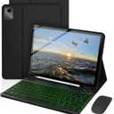 Keyboard Case for Lenovo Tab M11 / K11 LTE 11 Inch 2024, Mouse and 7 Colors Backlit Detachable Keyboard, Adjustable Stand Built in S Pen Holder, Auto-Sleep/Wake Feature, Black