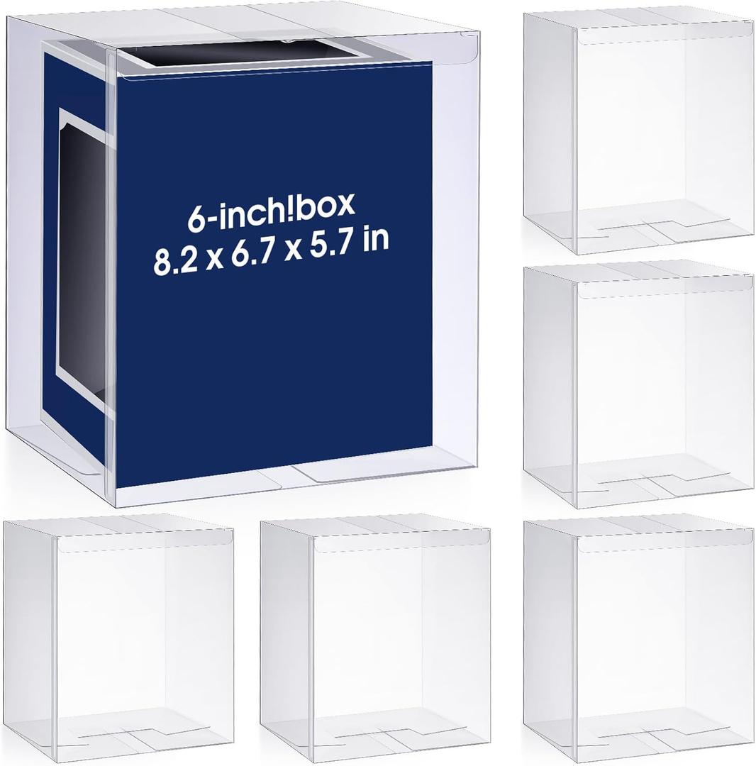 Yexiya 6 Pack Clear Display Case Box, 8. 2 x 6. 7 x 5. 7 Inches Plastic Display Box Alternative Glass Case for Showcasing Figures Doll Toys Home Storage(8.2 x 6.7 x 5.7 Inches,6 Pack)