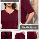 Puff Sleeve Tops for Women V Neck T Shirts Summer Business Casual Tops Loose Fit Dressy Casual Blouses (Red, XXL)