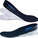 Dr. Shoesert 3-Layer Adjustable Height Increase Insoles, 3/4 Length Shock Absorption Cushion Heel Lift Inserts (Small, Black)