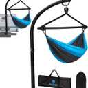 Trailer Hammock Hitch Stand for 2" Vehicle Receiver, Heavy-Duty Hammock Mount for Outside, Includes Nylon Hanging Chair & Storage Bag - for Camping, Outdoor, Travel (350lbs Capacity) (Large Size)