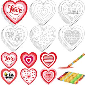 Gemscream 30 Pcs Valentine Crafts Color Your Own Heart Magnets DIY Heart Magnet Ornaments Craft Kits for Valentine Day Activities Party