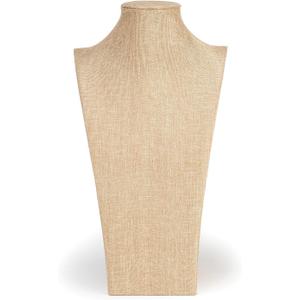 Elsie & Zoey Dark Linen Necklace Jewelry Display Bust Form for Women (16")