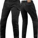 J.A.G. Motorcycle Riding Pants with Aramid Lining & CE Level 2 Armor Twill Cargo Motorcycle Protective Touring Pants (Black, XXL)