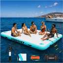 Inflatable Floating Dock Platform with Soft Ladder | 6-inch reinforced PVC dock with soft ladder, pump and repair kit; stable for lake, ocean, swimming, fishing and pets