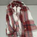 Blansdi Womens Flannel Shacket Plaid Button Down Long Sleeve Shirts Jacket Coats Fall Outfits Fashion Clothes 2025 (Small, Wine)