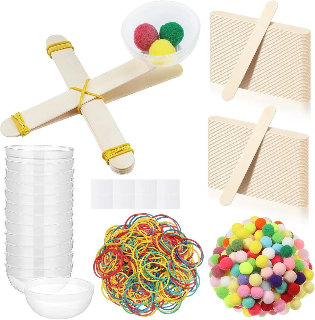 24 Sets Stem DIY Catapult Craft Kit Craft Stick Catapults Kit for Educational and Learning Activities Camp Crafts Supplies (Colorful)