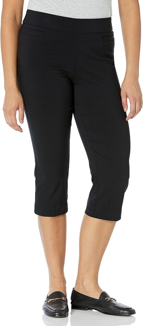 Briggs New York Women's Pull on Stretch Capri Pants High Waist Crop Straight Leg with Pockets 21 Inseam