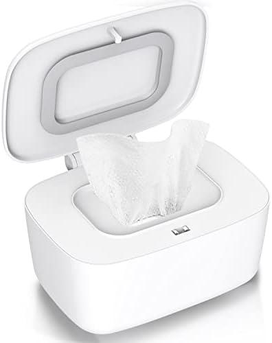 Zdolmy Wipes Dispenser, Wipe Holder for Baby, Refillable Wipe Container, Portable Press to Open, Non-Slip Color: Press style white