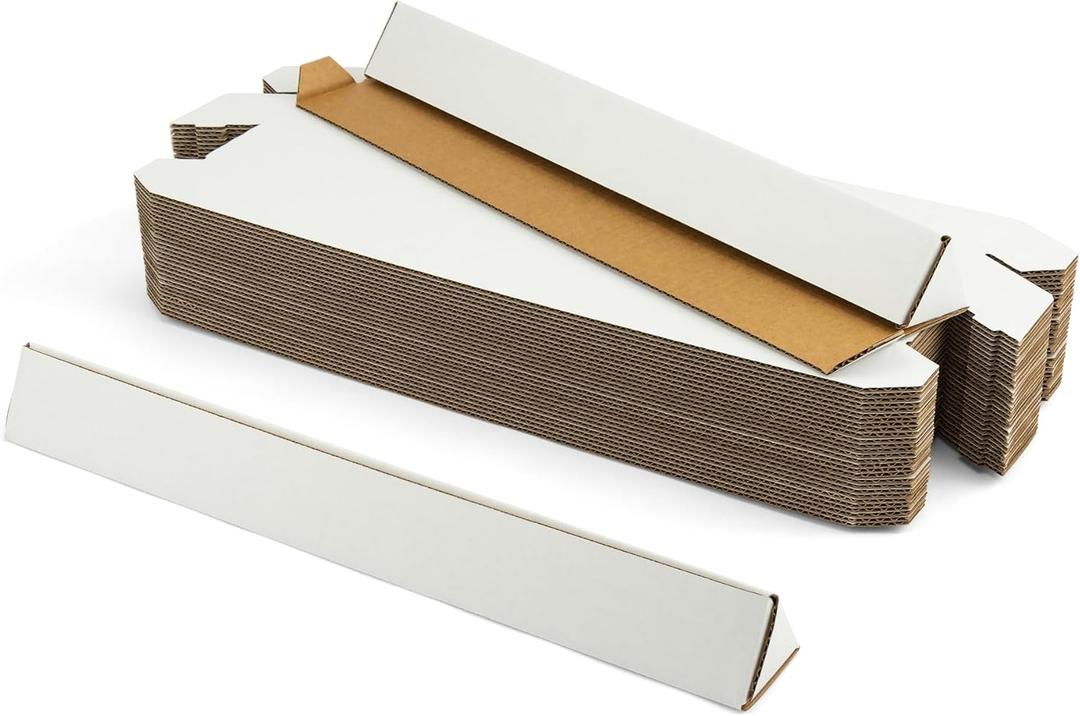 Triangle Mailing Tube, 18.25x2x2 inch Cardboard Box, 25-Pack