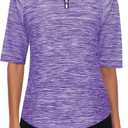 Viracy Half Sleeve Women's Golf Polo Shirts 1/4 Zip Up Moisture Wicking Running Workout Tops (Large, Purple)