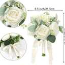 Wedding Bouquets for Bride Bridesmaid 8.5 Inch Ivory White Artificial Roses Flowers Bridal Bouquets for Bride Wedding Marriage Proposal Party Church Decoration