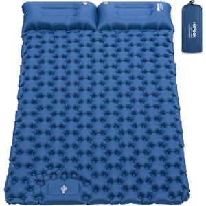 HiiPeak Sleeping Pad - Ultralight Inflatable Sleeping Mat with Built-in Foot Pump, Durable Compact Waterproof Camping Air Mattress for Camping, Backpacking, Hiking, Tent Trap Traveling (Blue Double)