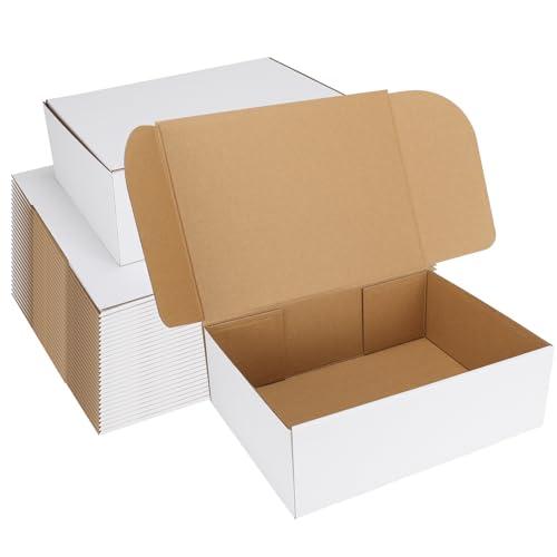 HORLIMER 12x9x4 Shipping Boxes Set of 25, White Corrugated Cardboard Mailer Box for Packing Small Business