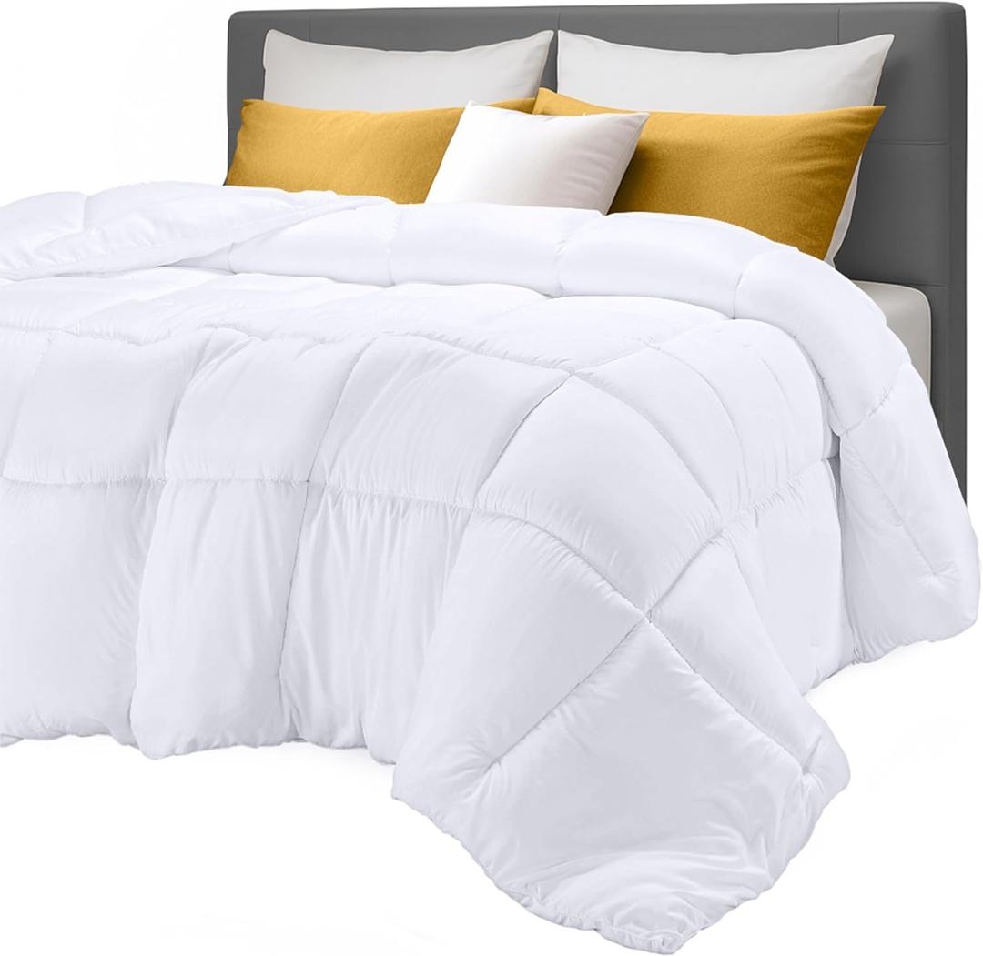 Utopia Bedding Comforters King Size, All Season Duvet Insert, Down Alternative Box Stitched Bed Comforter with Corner Tabs, Machine Washable (White) (King (Pack of 1))