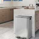 Garvee 2-in-1 Kitchen Trash and Recycle Combo, 30L (2 x 8 Gal) Stainless Steel Step Trash Can with Soft-Close Lid, Dual Compartment Garbage Bin for Kitchen