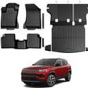 Floor Mats for Jeep Compass 2017-2026, All Weather Floor Mats Cargo Liner with Backrest Protectors and Door Sill Guards Accessories, Full Coverage Set (Fit New Body Style 2nd Generation)