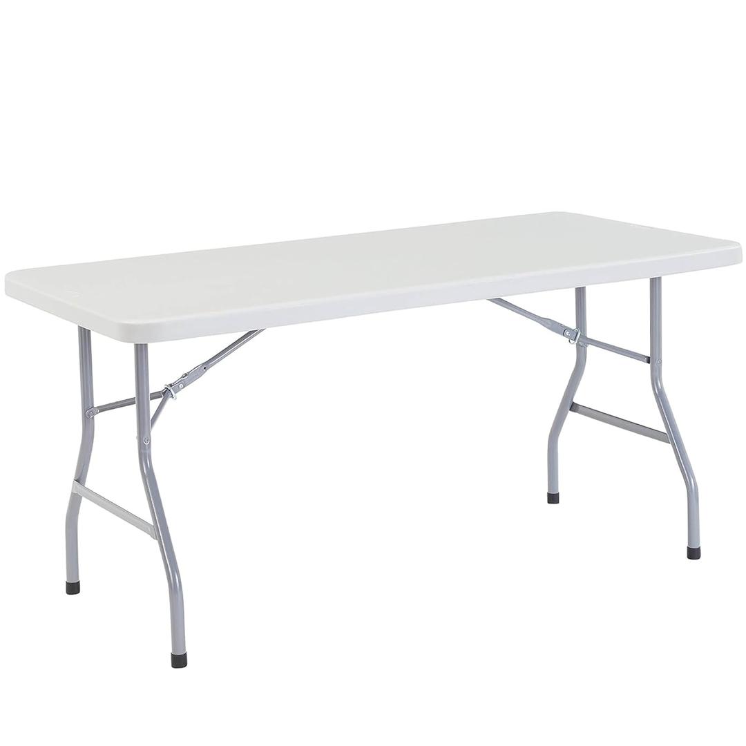 National Public Seating 30" x 60" Plastic Folding Table - Adjustable, Heavy-Duty, Portable, Indoor/Outdoor Table for Office, Camping, Events & Parties Scratch & Heat Resistant, Speckled Gray