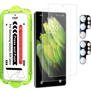 Esanik for S25 Ultra Anti Reflective Screen Protector, Anti-Glare & Fingerprint Unlock Compatible, Matte PET Film [Non-Glass], Auto-alignment Frame, Anti-Fingerprint, Smooth as Silk, 2+2 Pack (S25 Ultra-6.9 inch)