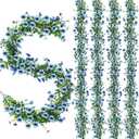 2 Pcs 6 ft Artificial Flowers Wisteria Garland Fake Hanging Wisteria Flowers Green Vines Garlands, Faux Flower Daisy with Eucalyptus Leaves for Garden Decor (Blue)