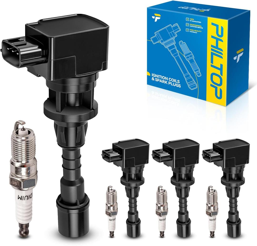 PHILTOP Set of 4 Ignition Coil Pack and Iridium Spark Plugs Fits for 2006-2007 Mazda 5