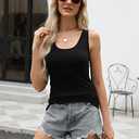 Air Curvey Basic Tank Tops for Women Sleeveless Undershirts, Size XS, Black
