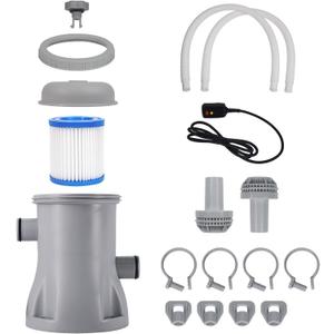 Filter Pump for Above Ground Pools 330 GPH Filter for Inflatable Swimming Pool Pump Crystal Clear Filter Pump with 2 Cartridges