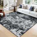 RELEANY Washable Square 8'x8' Area Rug for Living Room Black White