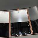 deweisn Dresser Mount Tri-Fold Lighted Vanity Mirror with 21 LED Lights, Touch Screen and 3X/2X/1X Magnification, Two Power Supply Modes Make Up Mirror,Travel Mirror (Rose Gold)
