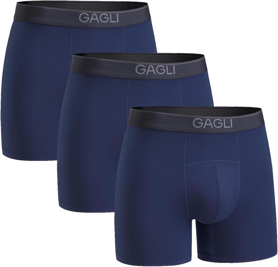 Mens Underwear Boxer Briefs, Breathable Modal Boxer Briefs for Men with Moisture Wicking, Soft Elastic Waistband 3" (M)