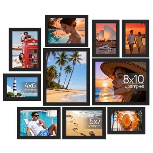 upsimples 8 Pack Picture Frames Collage Wall Decor for Mounting or Tabletop Display, Photo Gallery Frame Set for Family, Black