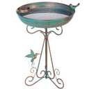 dreamysoul Bird Bath 12" Dia Bowl, Metal Birdbath with Feeder, Pedestal Bird Baths for Outside Outdoors Garden Patio Yard (Bronze)(2pcs)