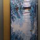 KLAKLA Blue Tree Wall Art for Living Room - Black Frame Border Bedroom Art - Prussian Blue Tree Wall Art for Bedroom - Framed Artwork Blue Leaves Plant Forest Wall Decor (48"L x 24"W)