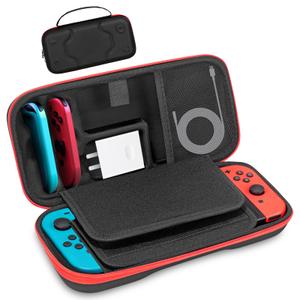 TROKUZEN Carrying Case for Nintendo Switch 2 (2025), Hard Shell Protective Case, 24 Game Cartridge Slots, Large Capacity Travel Bag for Switch 2 Accessories (Red Zipper)